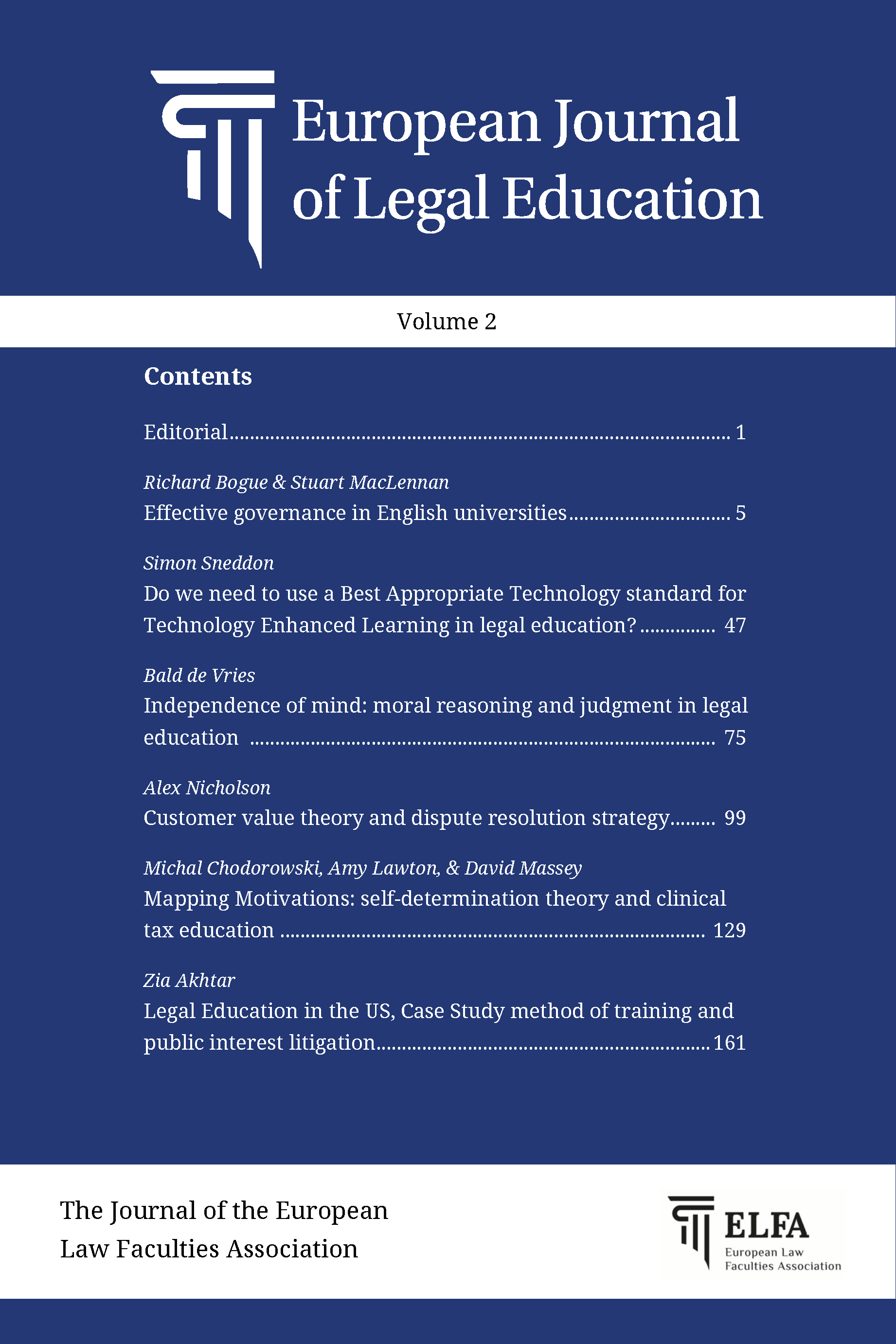 Cover of the European Journal of Legal Education